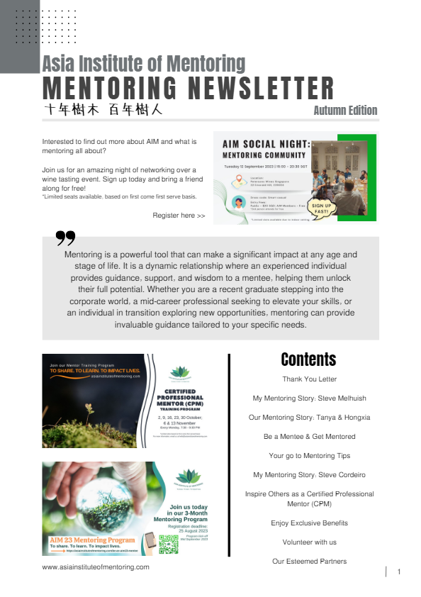 Mentoring Newsletter 2023 Autumn Edition